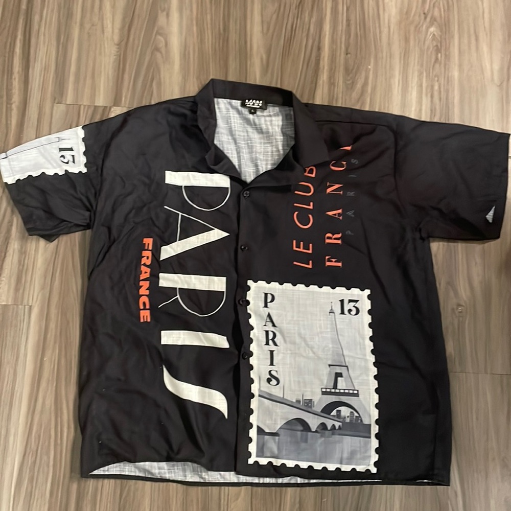 Mens Graphic Paris Button Up